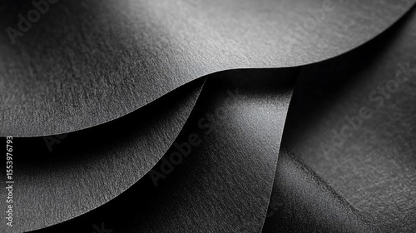 Fototapeta Elegant dark gray paper layers creating abstract waves background