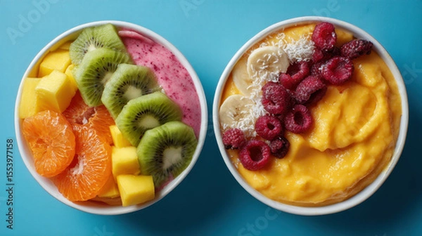Obraz Colorful Smoothie Bowls with Kiwi and Berries