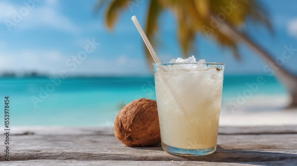 Obraz Creamy Coconut Drink by the Ocean