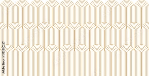 Obraz Elegant art deco seamless border pattern of thin, parallel, golden arch lines for card, document, social post, in vintage style. vector Illiustration.