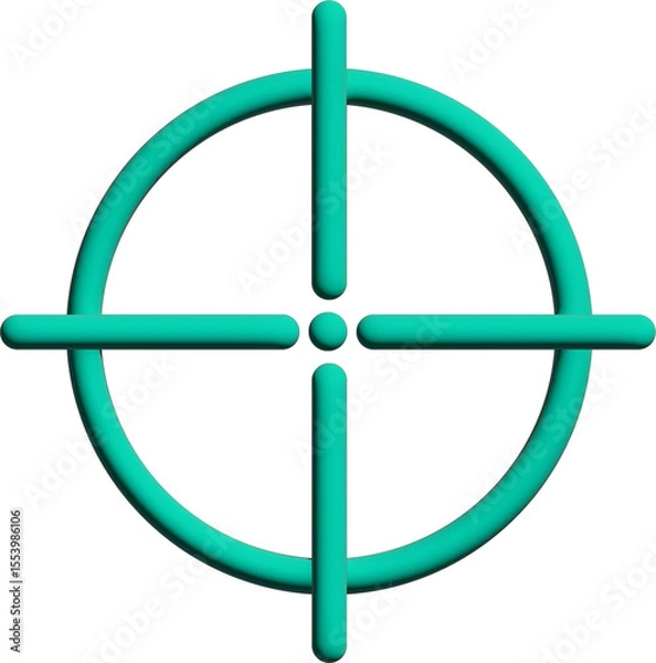 Fototapeta The target is a circular gun target with a green dot in 3D format