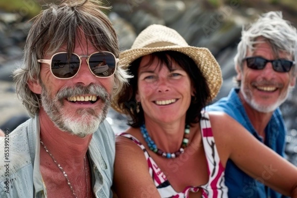 Obraz Portrait of a happy senior couple on the beach in summer.