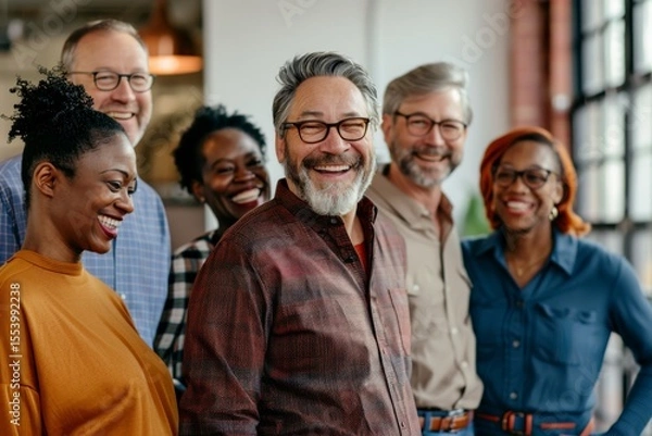 Obraz Group of diverse business people working together as a team in an office