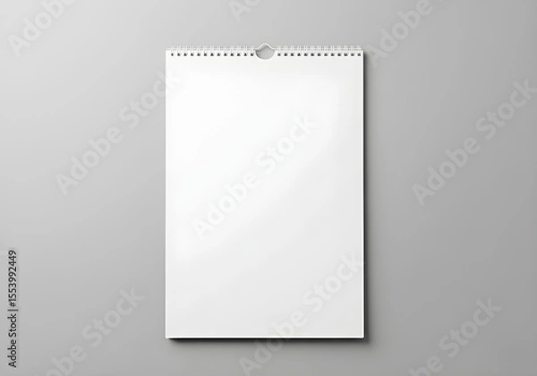 Fototapeta A blank, white wall calendar for scheduling and planning, against a gray backdrop.