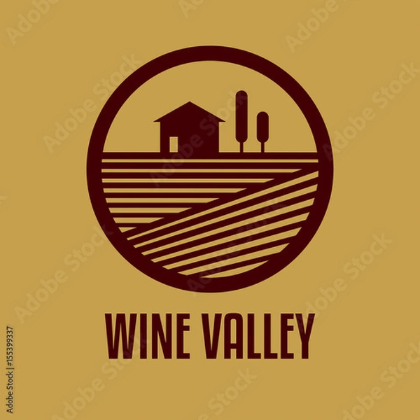 Obraz Vector logo with an abstract image of the wine valley