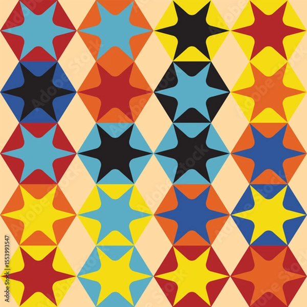 Obraz Colorful star patterns abstract design graphic art digital background studio creativity and design inspiration, seamless pattern