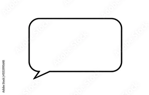 Fototapeta A simple, black, rectangular speech bubble with rounded corners and a subtle textured outline