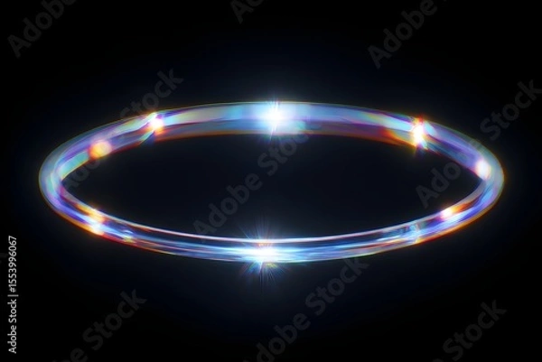 Fototapeta A glowing, circular ring illuminates in dark background