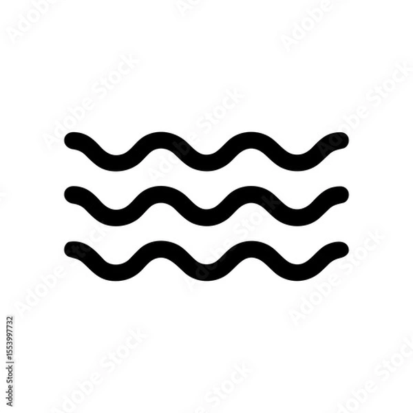 Fototapeta Simple Outline Wavy Line Water Graphic Shape Element Icon