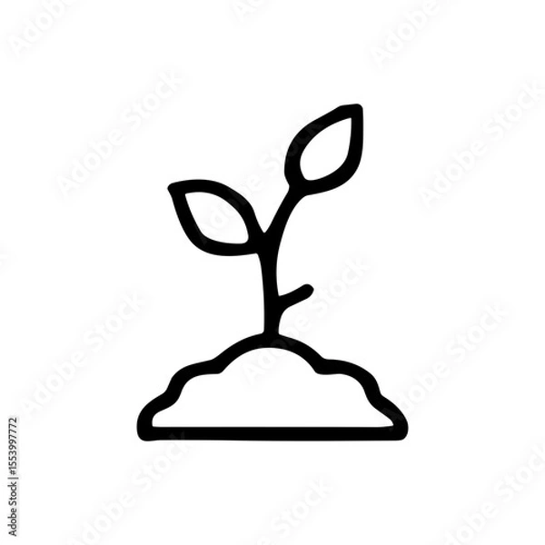 Fototapeta Simple Outline Sprout in Soil Sign Shape Icon Isolated