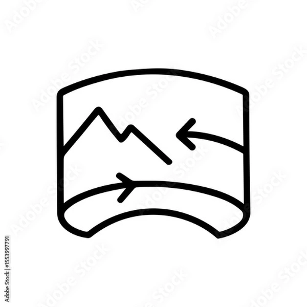 Fototapeta Outline Artistic Folded Sheet Mountain Illustration With Arrow Circulation Icon