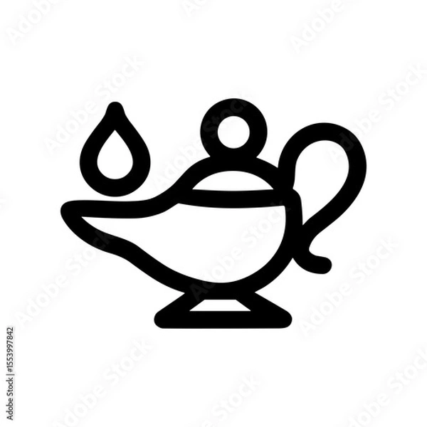 Fototapeta Simple Outline Genie Lamp with Drop Icon Illustration Design