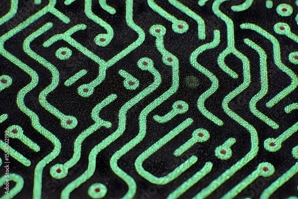 Fototapeta A close-up of intricate circuit board patterns. This image highlights the complex design of the electronic components