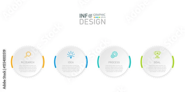 Fototapeta Infographic with icons, 4 steps, business concept of infographics, can be used for infographics, flow charts, presentations, websites, banners, print media.