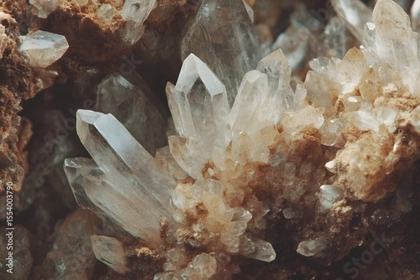 Fototapeta Close-up of sparkling quartz crystals, showcasing natural formations