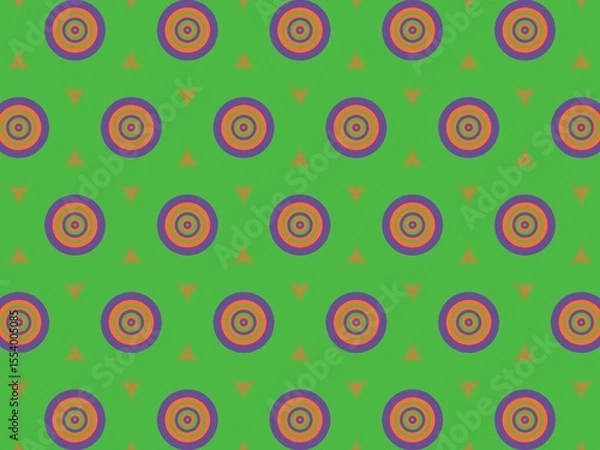 Fototapeta Seamless pattern, colorful concentric circles on green background, vibrant and playful design for various applications