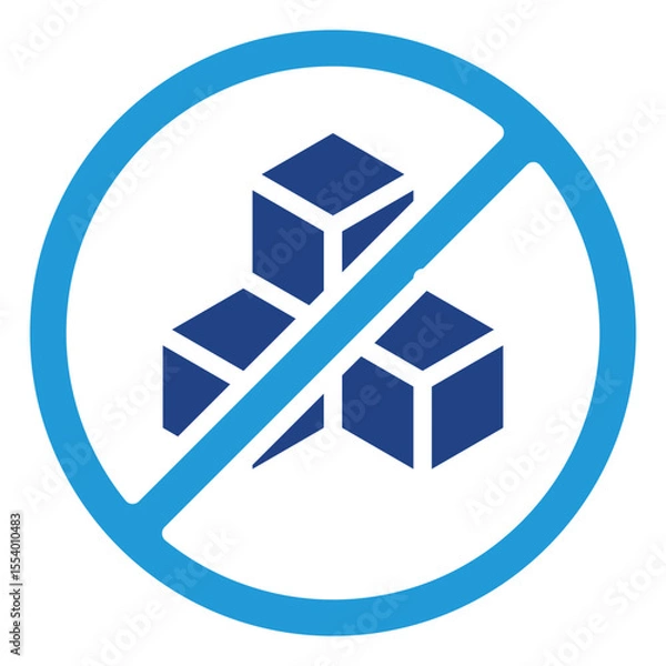Fototapeta Three sugar cubes with a prohibition symbol as a symbol for sugar-free food or a prohibition for diabetics to consume sugar, a relevant icon for the condition of diabetics.