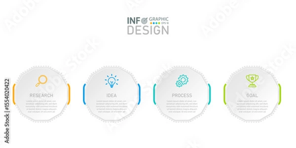 Fototapeta Infographic with icons, 4 steps, business concept of infographics, can be used for infographics, flow charts, presentations, websites, banners, print media.