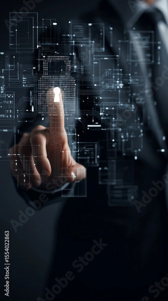 Fototapeta Futuristic Holographic Interface Representing Cybersecurity