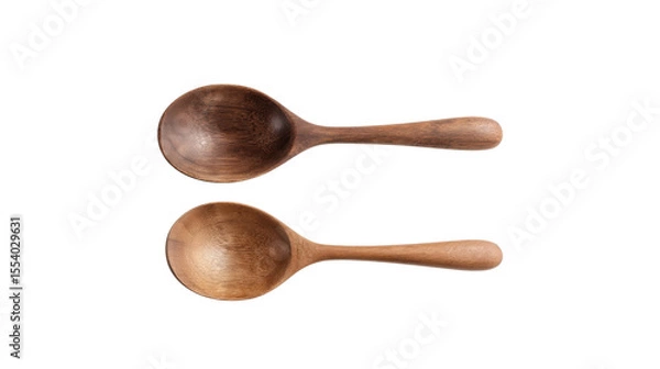 Obraz Two wooden spoons with different wood grains isolated on transparent background