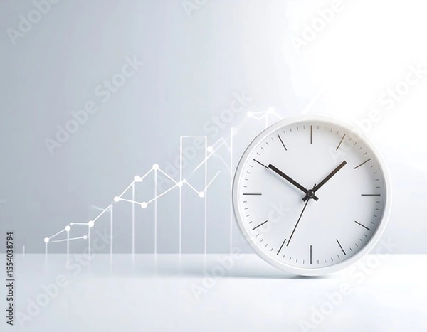 Obraz White clock and growth chart