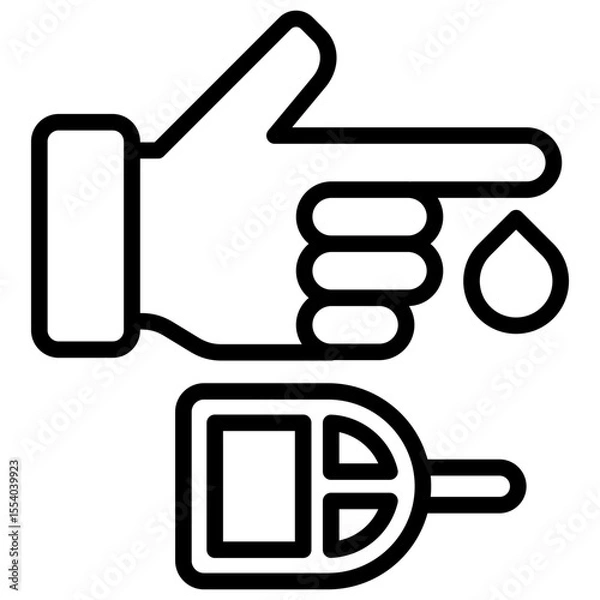 Fototapeta The icon related to blood sugar test in the process of taking blood sample from finger indicates examination as part of general health check.