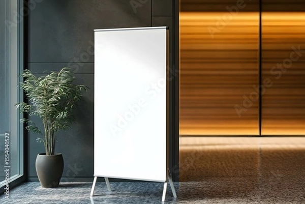 Obraz Business Seminar Room Entrance with Mock-Up Sign Stand for Professional Event Wayfinding
