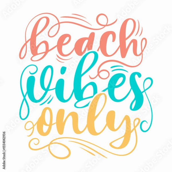 Fototapeta Summer typography quotes, Summer lettering poster design, Vintage summer graphic with script text