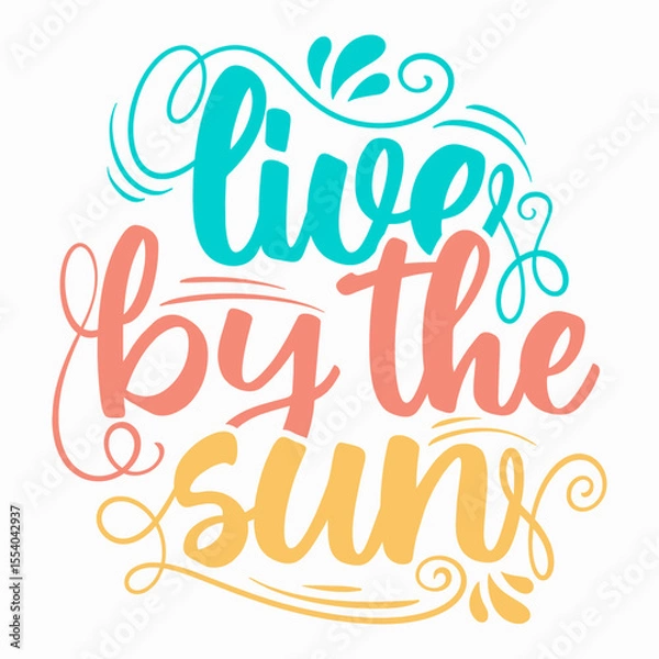 Fototapeta Summer typography quotes, Summer lettering poster design, Vintage summer graphic with script text