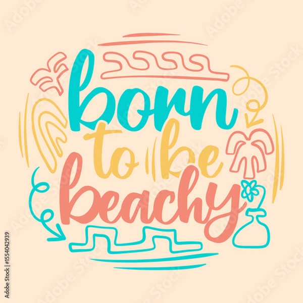 Fototapeta Summer typography quotes, Summer lettering poster design, Vintage summer graphic with script text