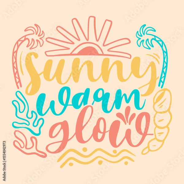Fototapeta Summer typography quotes, Summer lettering poster design, Vintage summer graphic with script text