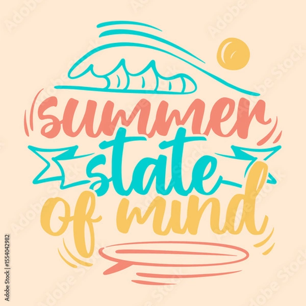 Fototapeta Summer typography quotes, Summer lettering poster design, Vintage summer graphic with script text