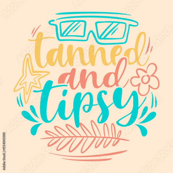 Fototapeta Summer typography quotes, Summer lettering poster design, Vintage summer graphic with script text