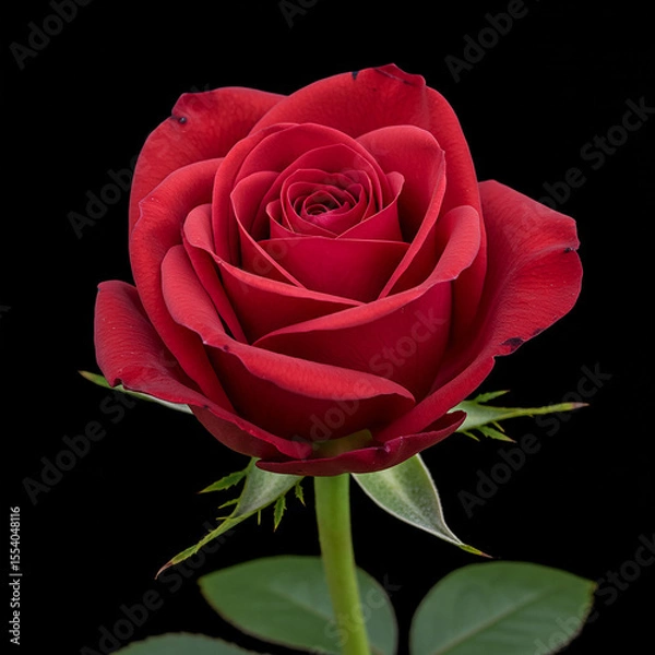 Fototapeta Deep Red Rose: Close-up Photography of a Single Bloom