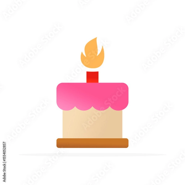 Fototapeta cake with candles icon, flat colored vector. modern and minimalist design