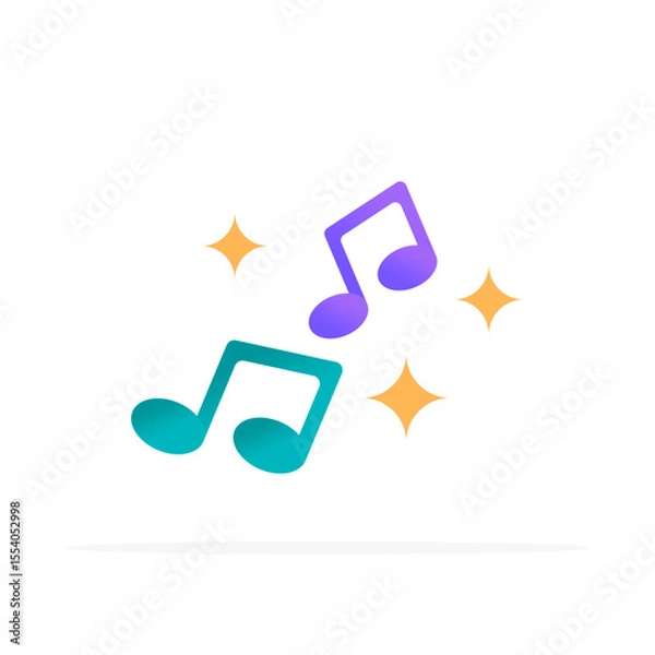 Fototapeta music notes icon, flat colored vector. modern and minimalist design
