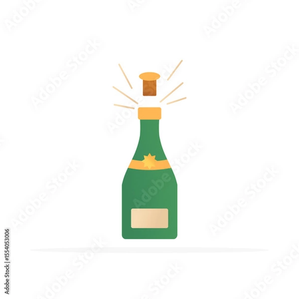 Fototapeta champagne bottle icon, flat colored vector. modern and minimalist design