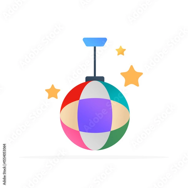 Fototapeta disco ball icon, flat colored vector. modern and minimalist design