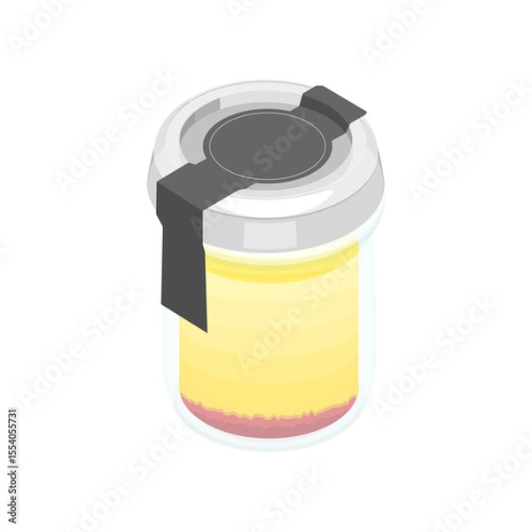 Obraz イラスト素材：瓶入りカスタードプリン。蓋付き。