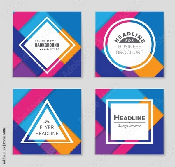 Fototapeta Abstract vector layout background set. For art template design, list, front page, mockup brochure theme style, banner, idea, cover, booklet, print, flyer, book, blank, card, ad, sign, sheet,, a4