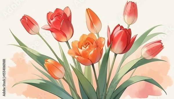 Obraz Colorful tulips in a delicate arrangement.