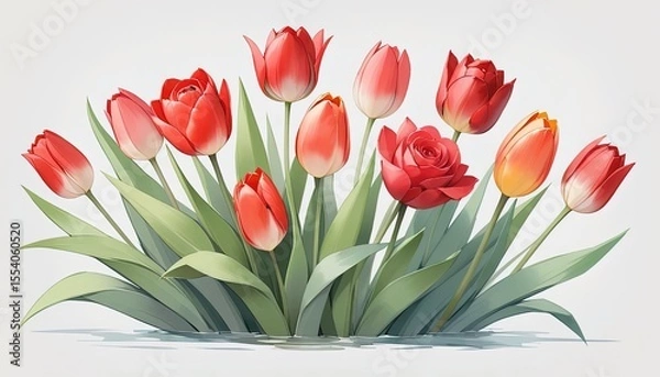 Obraz A bouquet of tulips in shades of red and orange.