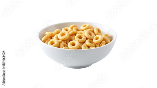 Obraz Bowl of golden crunchy cereal loops isolated on transparent background