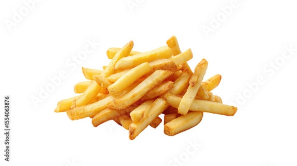Obraz Golden brown french fries piled high isolated on transparent background