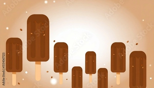 Fototapeta illustration of chocolate ice cream stick for background