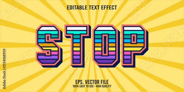 Fototapeta Editable text effect STOP word art typography illustration template style premium vector