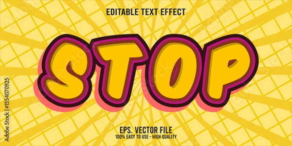 Fototapeta Editable text effect STOP word art typography illustration template style premium vector