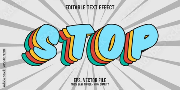 Fototapeta Editable text effect STOP word art typography illustration template style premium vector