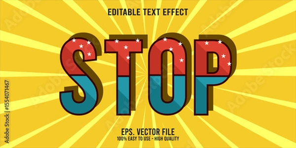 Fototapeta Editable text effect STOP word art typography illustration template style premium vector