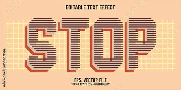 Fototapeta Editable text effect STOP word art typography illustration template style premium vector
